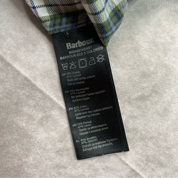 Barbour Shirt Men's M Plaid Flannel Eco 3 Tailored Shirt Button Down Casual - Picture 13 of 16